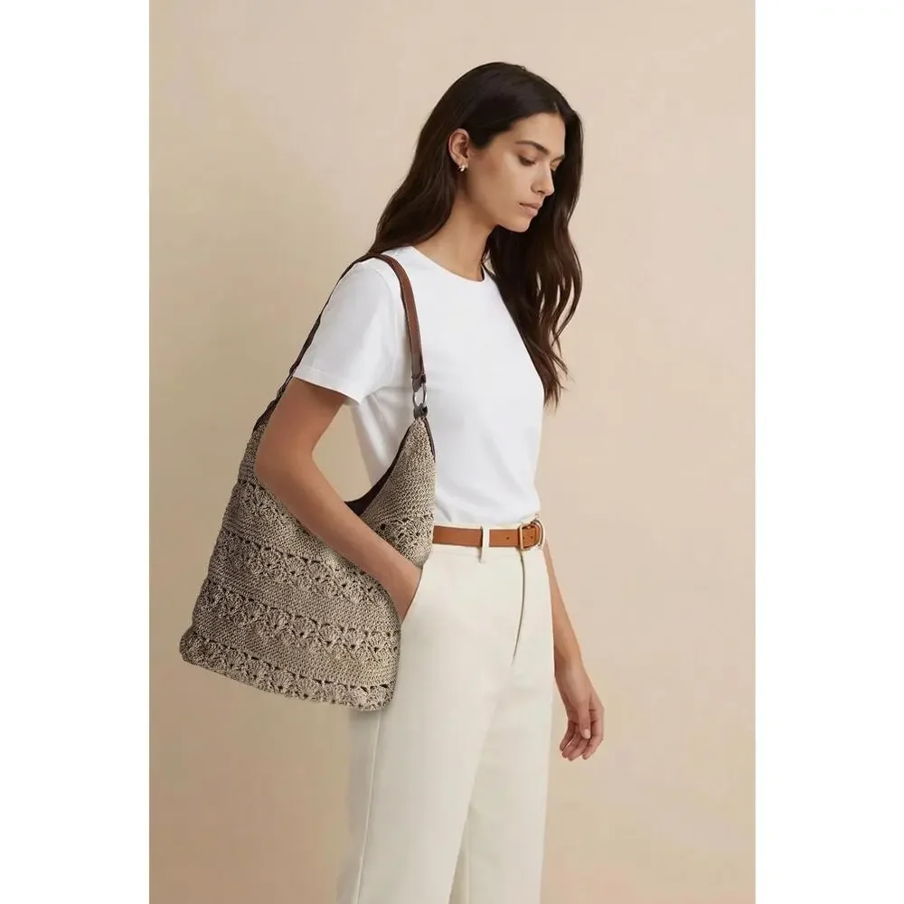 Handmade Hobo Crochet Boho Chic Hippie Lace Travel Y2K Grannycore Resortwear Bag